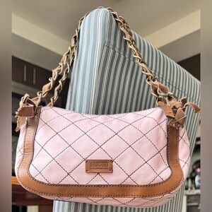 VTG Moschino Cheap and Chic quilted leather shoulder bag pink and brown vintage